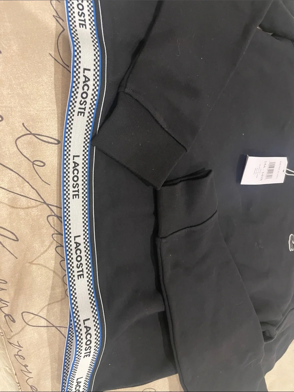 Lacoste Black Crewneck Sweatshirt with Branded Hem